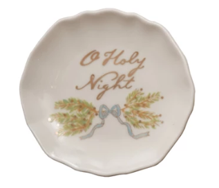 Stoneware Round Christmas Saying Dish