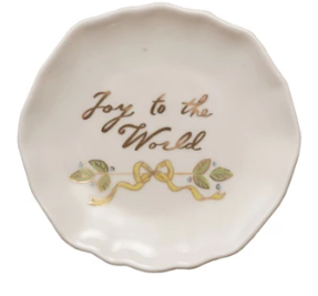 Stoneware Round Christmas Saying Dish