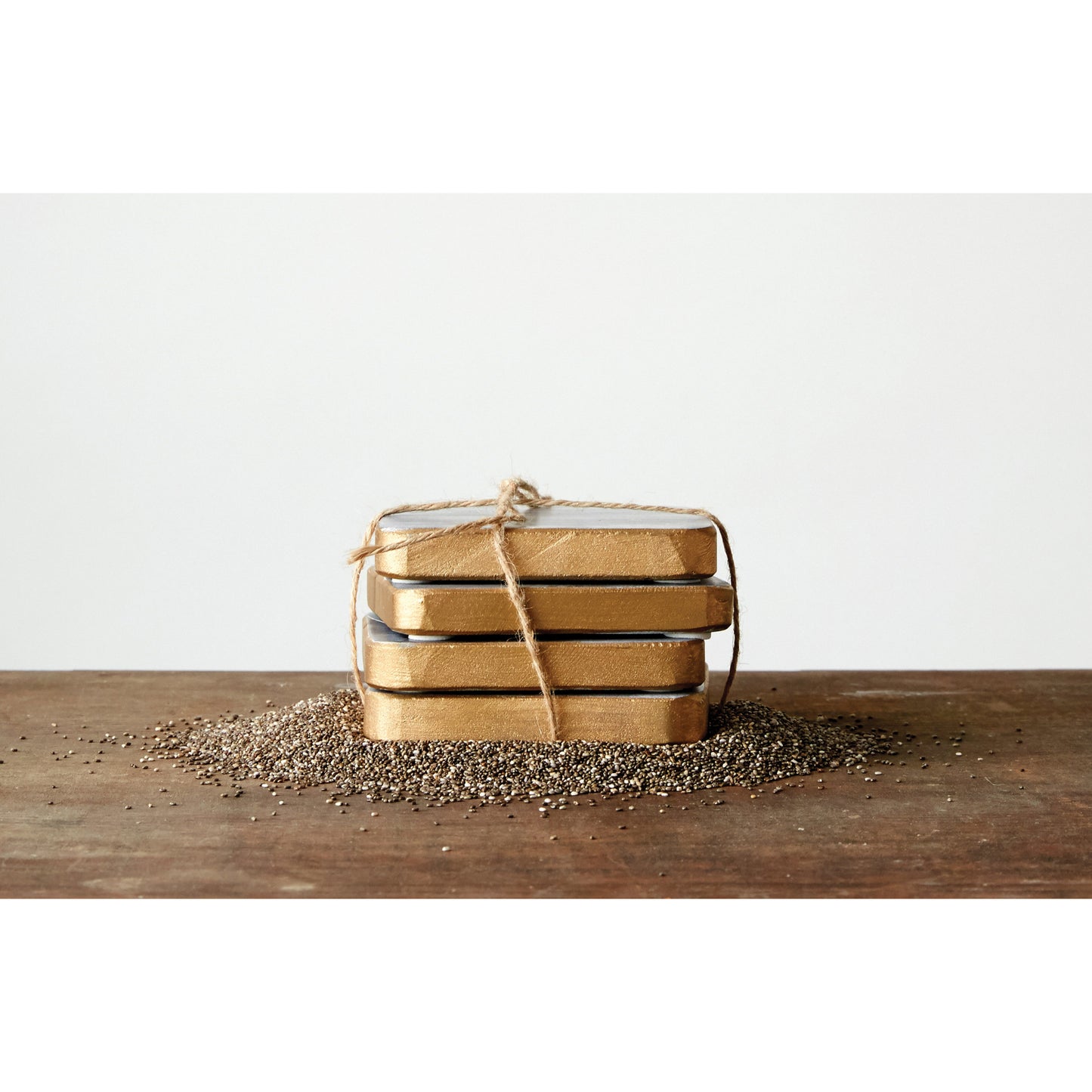 Marble Coaster Set w/Gold Edges