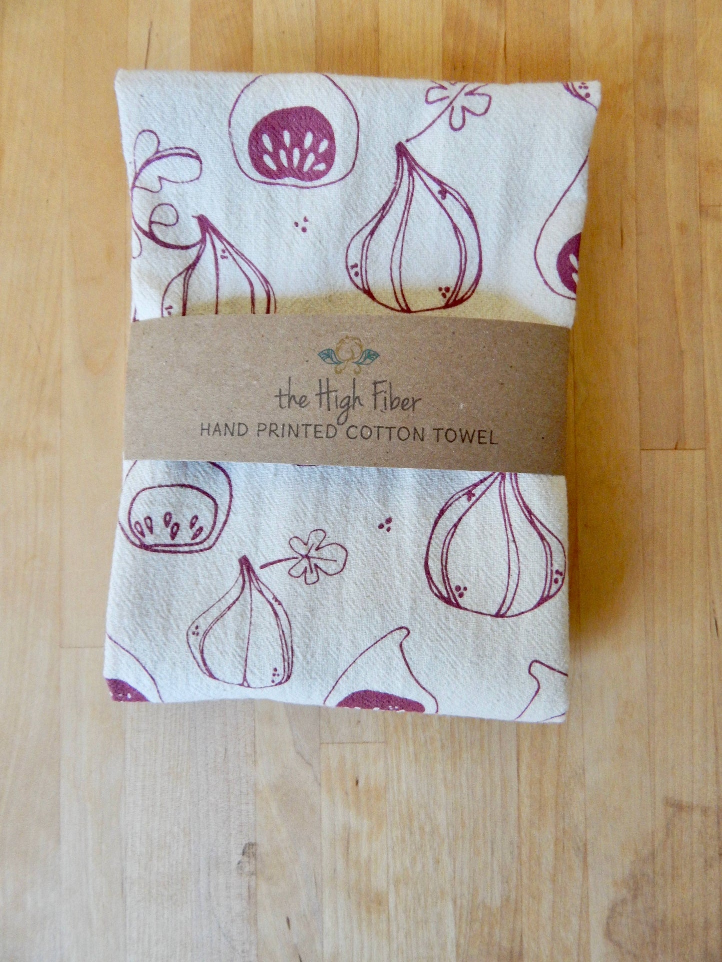 Fig Kitchen Towel, Handprinted Kitchen Towel, Figs