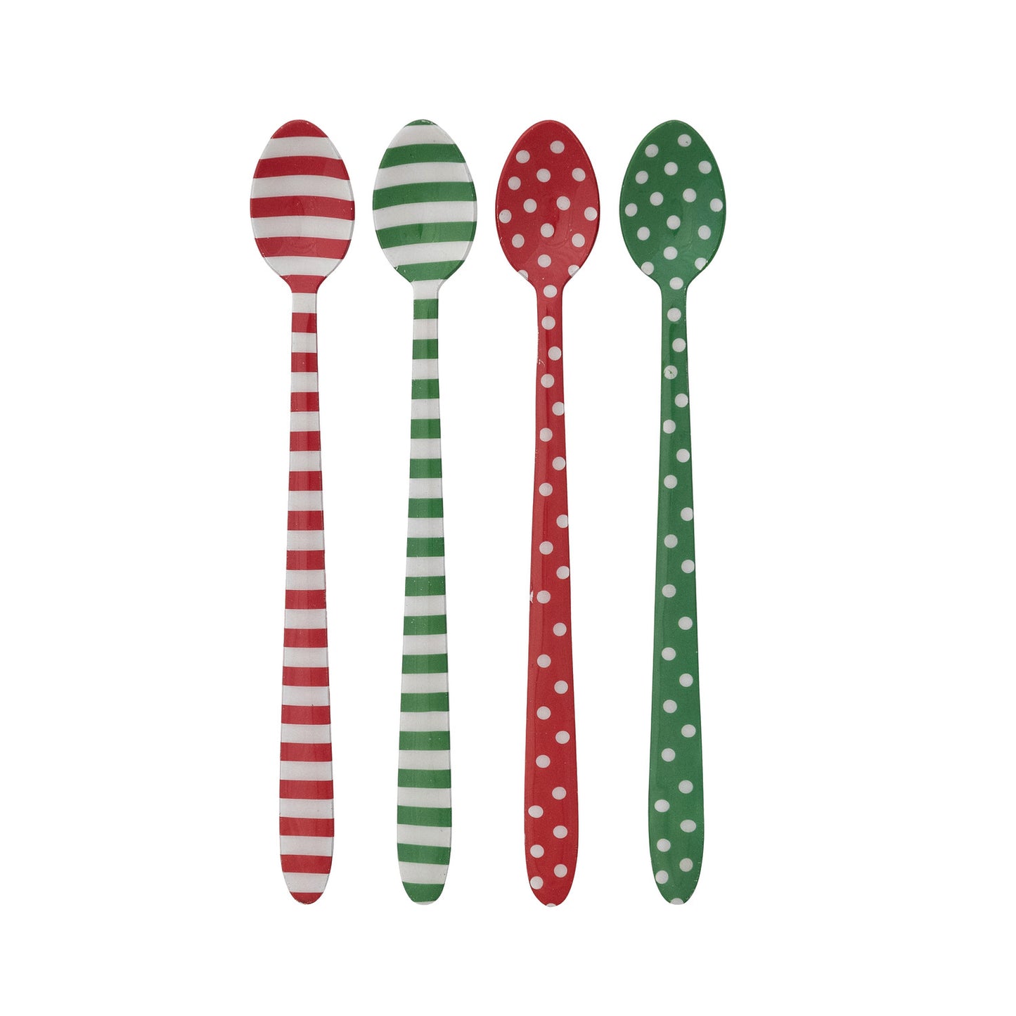 Enameled Stainless Steel 8" Cocktail Spoon w/ Stripes/Dots