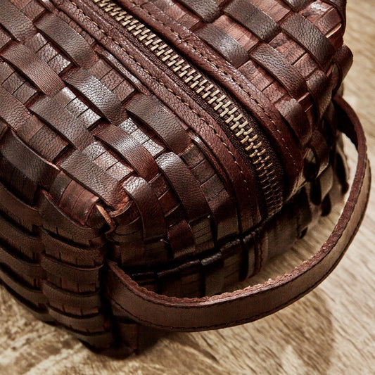 Chestnut Woven Leather Dopp Kit, Asst.