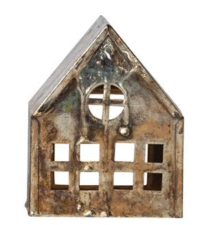 Metal House Tealight Holder with Open Back