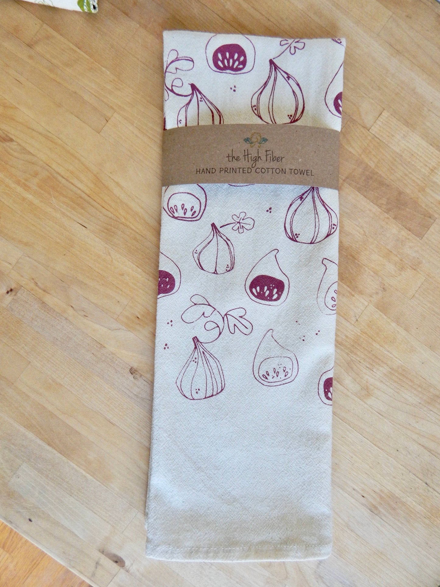Fig Kitchen Towel, Handprinted Kitchen Towel, Figs