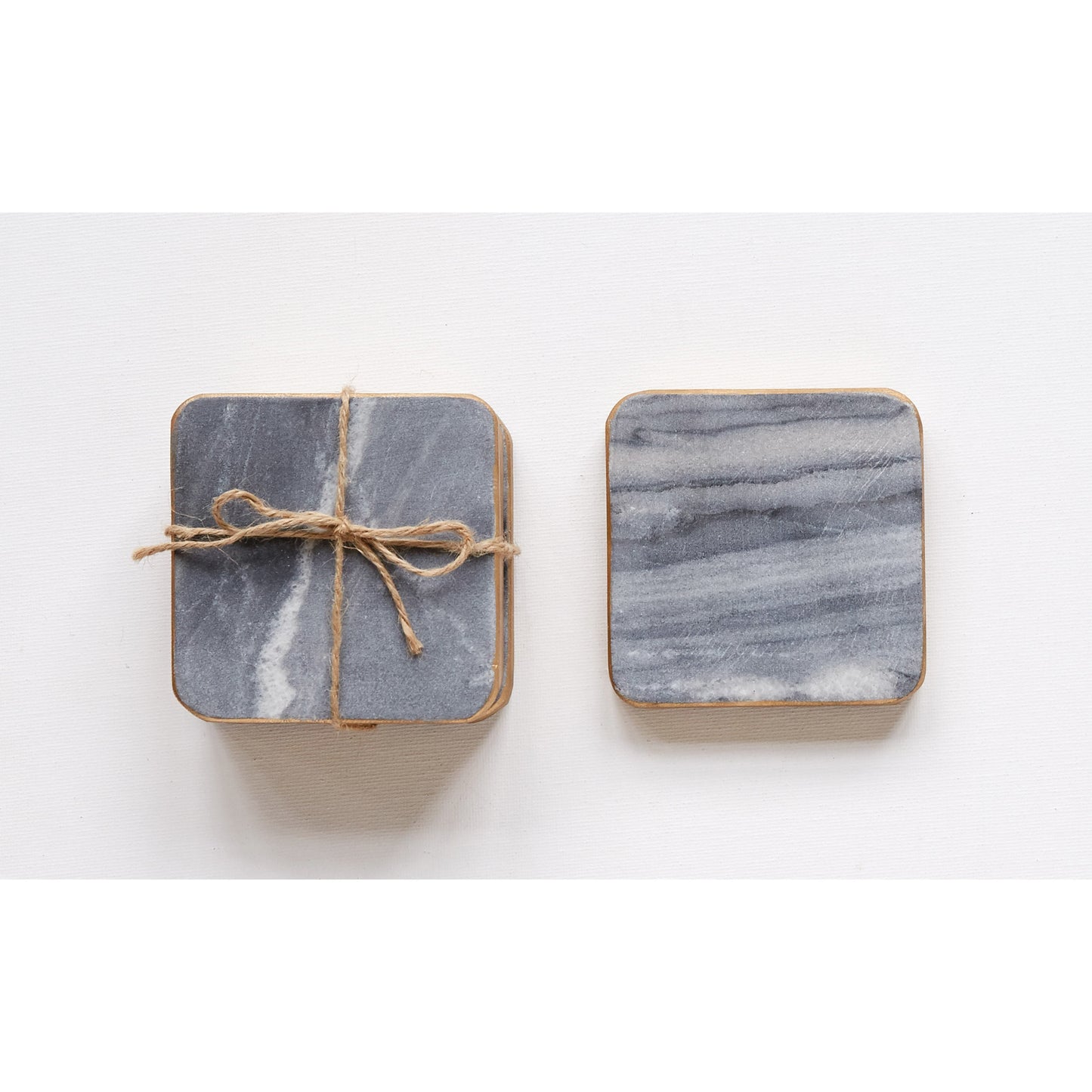 Marble Coaster Set w/Gold Edges