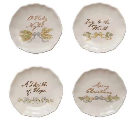 Stoneware Round Christmas Saying Dish