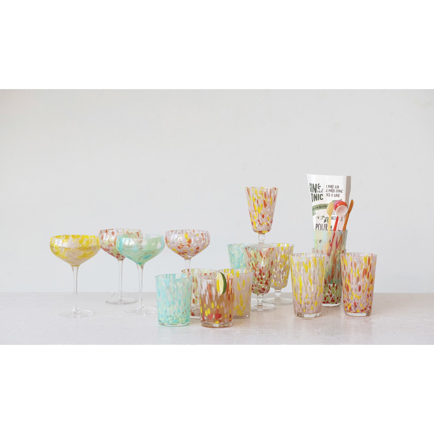 Blown Stemmed Confetti Champagne/Coupe Glass