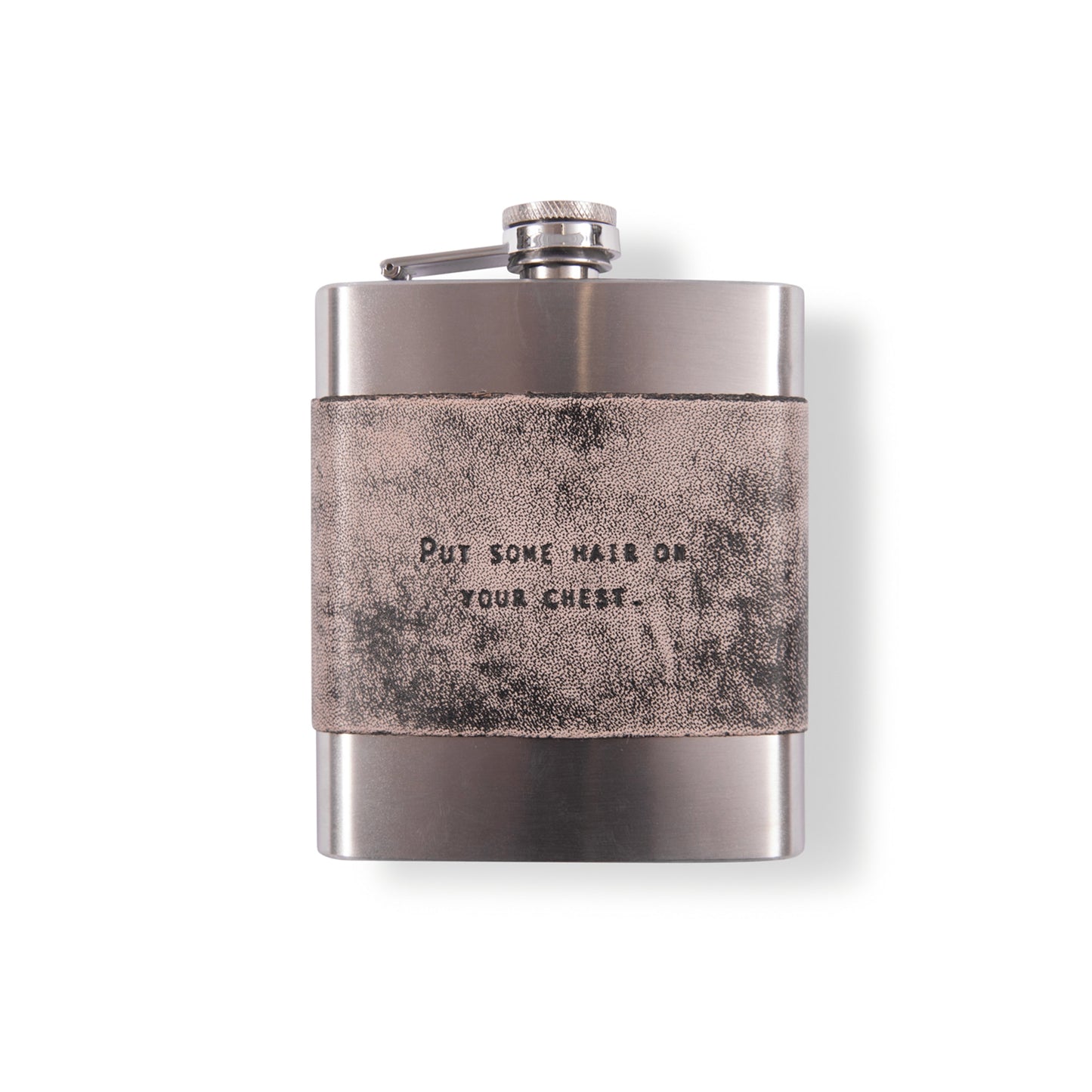 Grey Leather Quote Flask