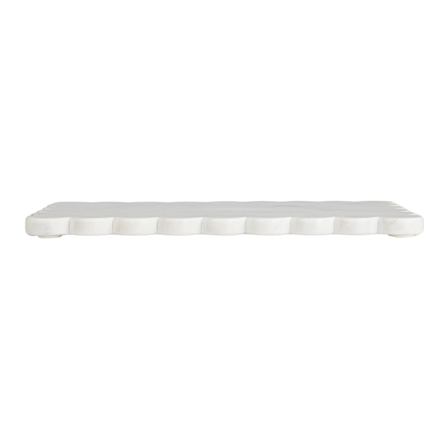 Marble Cheese/Cutting Board w/ Scalloped Edge, White