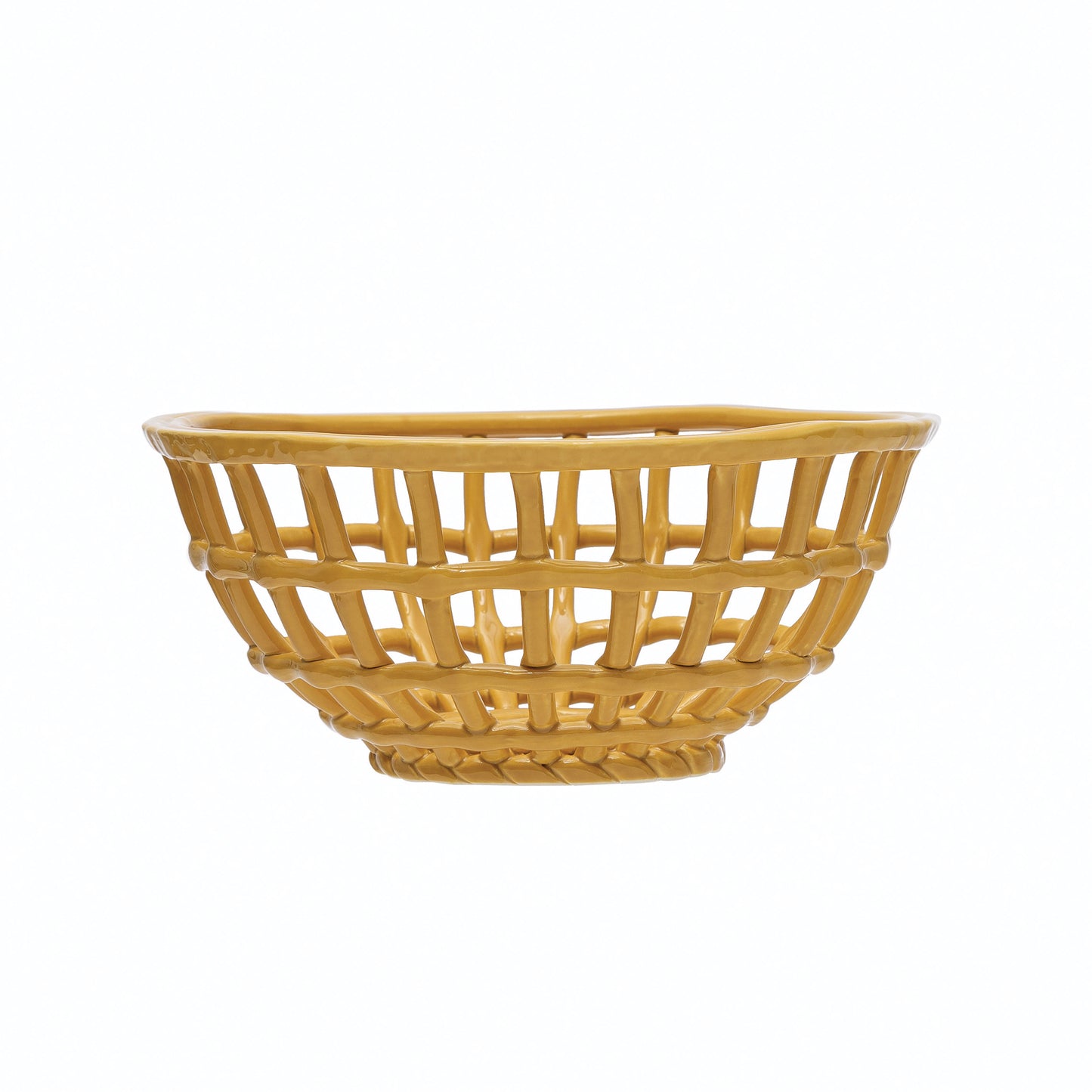 Handmade Stoneware Basket Bowl