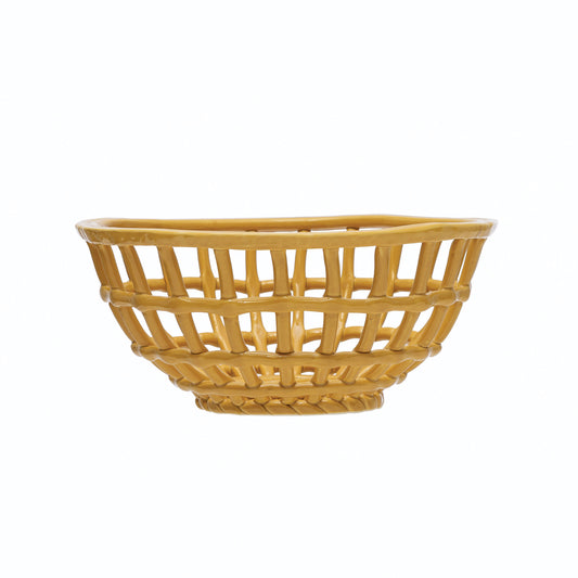 Handmade Stoneware Basket Bowl