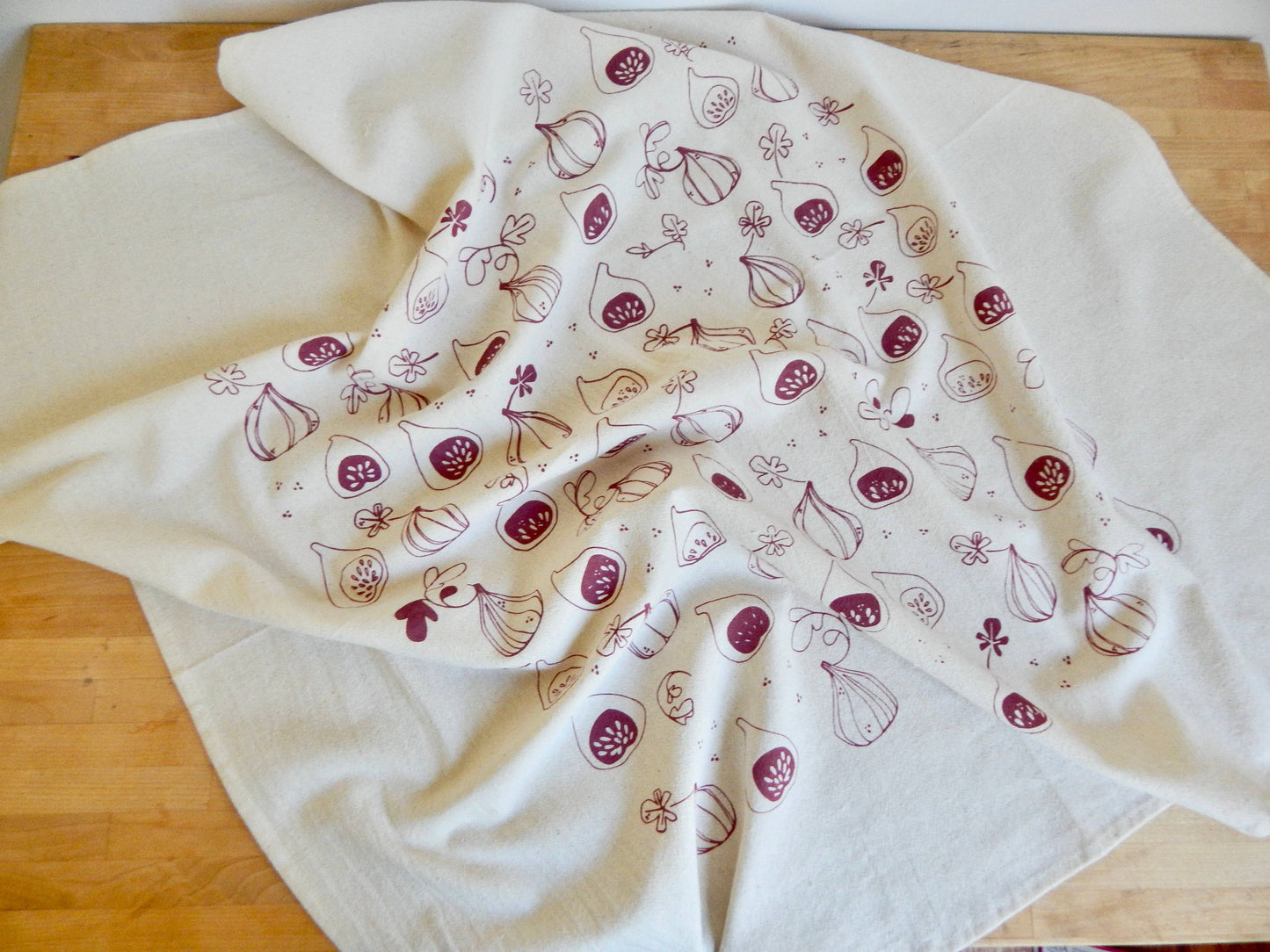 Fig Kitchen Towel, Handprinted Kitchen Towel, Figs
