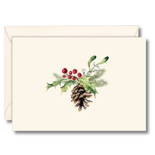 Christmas Pine Cone Notecards, 8Ct.