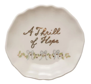 Stoneware Round Christmas Saying Dish