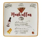 Stoneware Plate w/Cocktail Recipe
