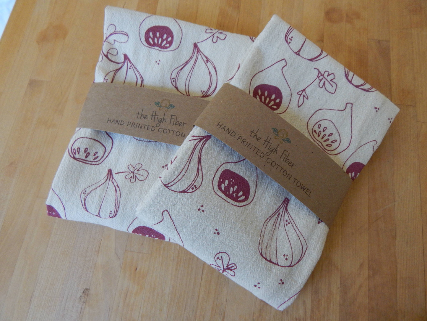 Fig Kitchen Towel, Handprinted Kitchen Towel, Figs
