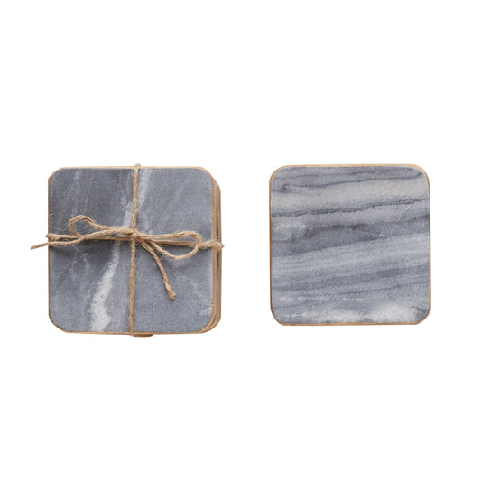 Marble Coaster Set w/Gold Edges