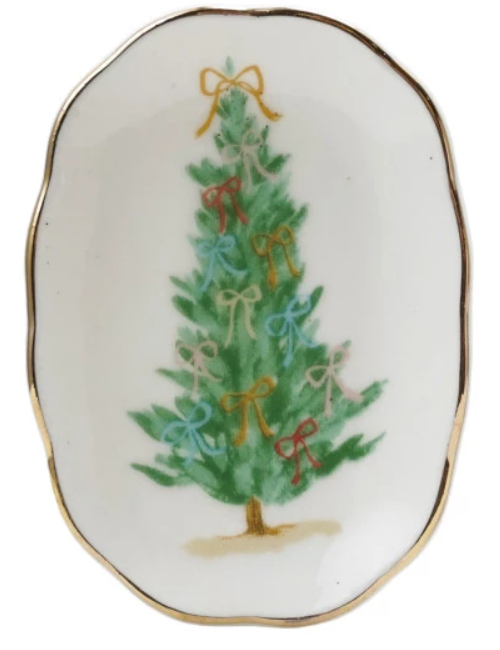 Stoneware Scalloped Dish Holiday