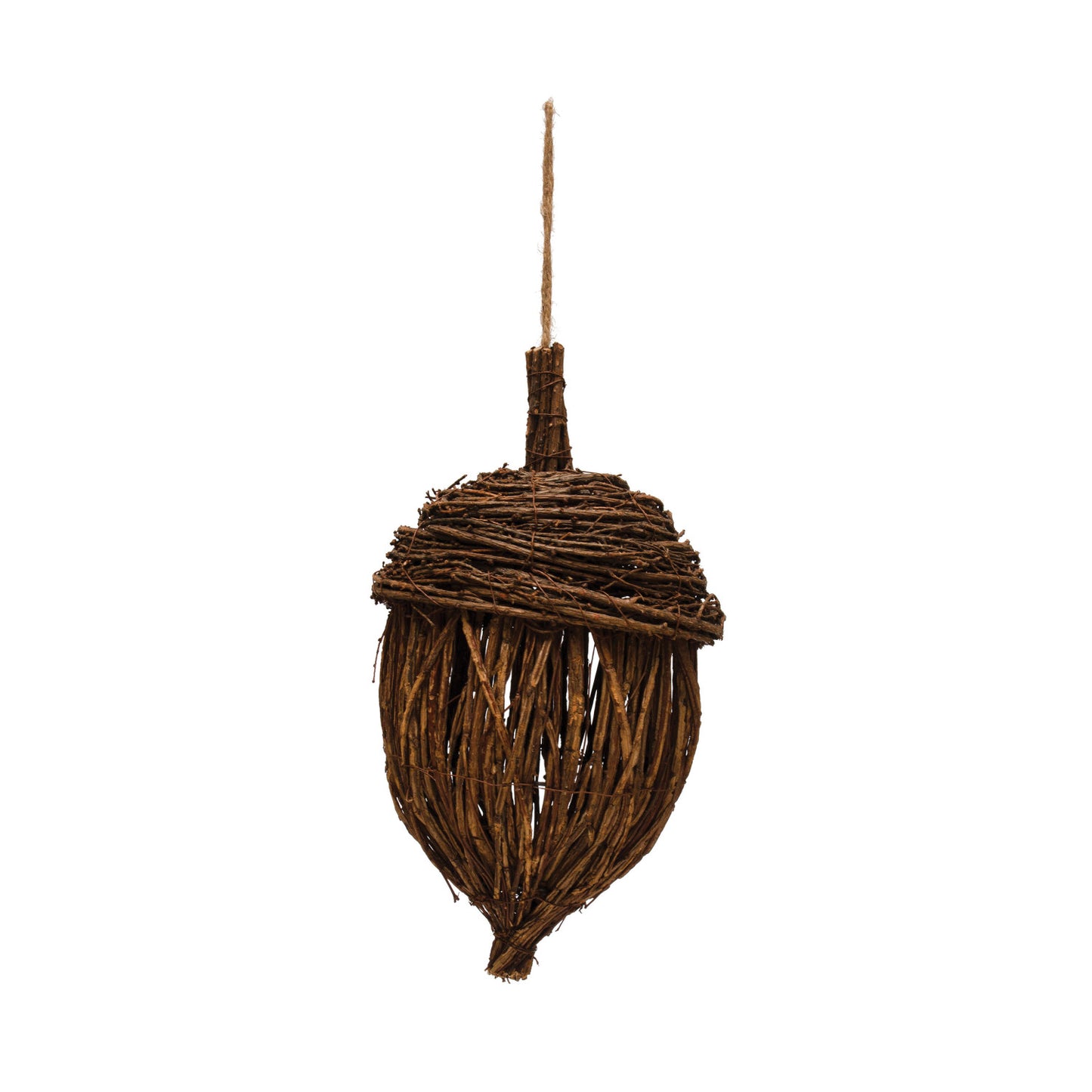 13" H Rattan Acorn Ornament