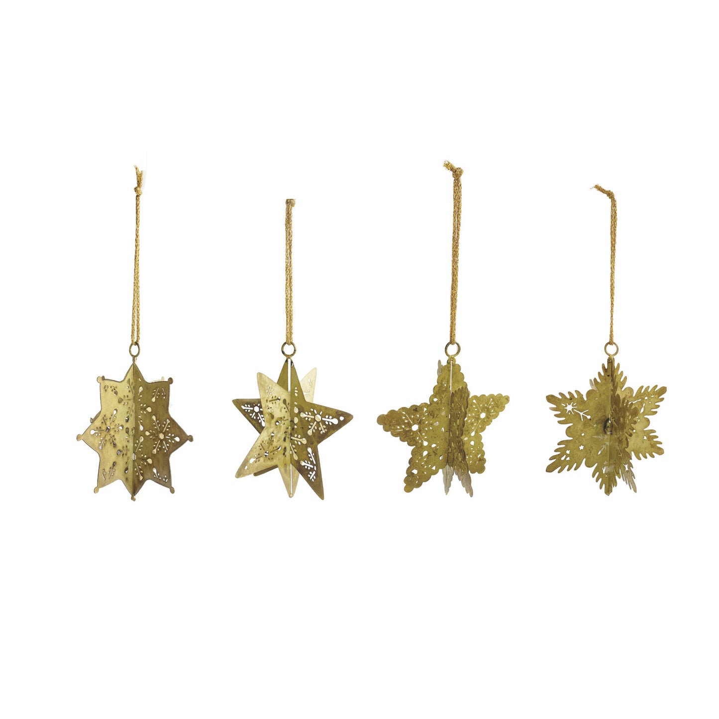 Metal 3D Snowflake Ornaments w/ Cutouts, Asst.