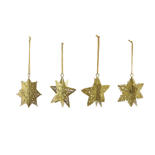 Metal 3D Snowflake Ornaments w/ Cutouts, Asst.