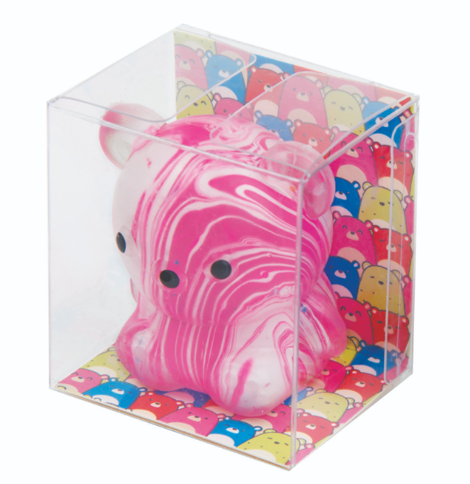 Pink Gummiez Itty Bitty Mar-Bear squishy sensory toy shaped like a gummy bear, perfect for stretching, squeezing, and fidget play.