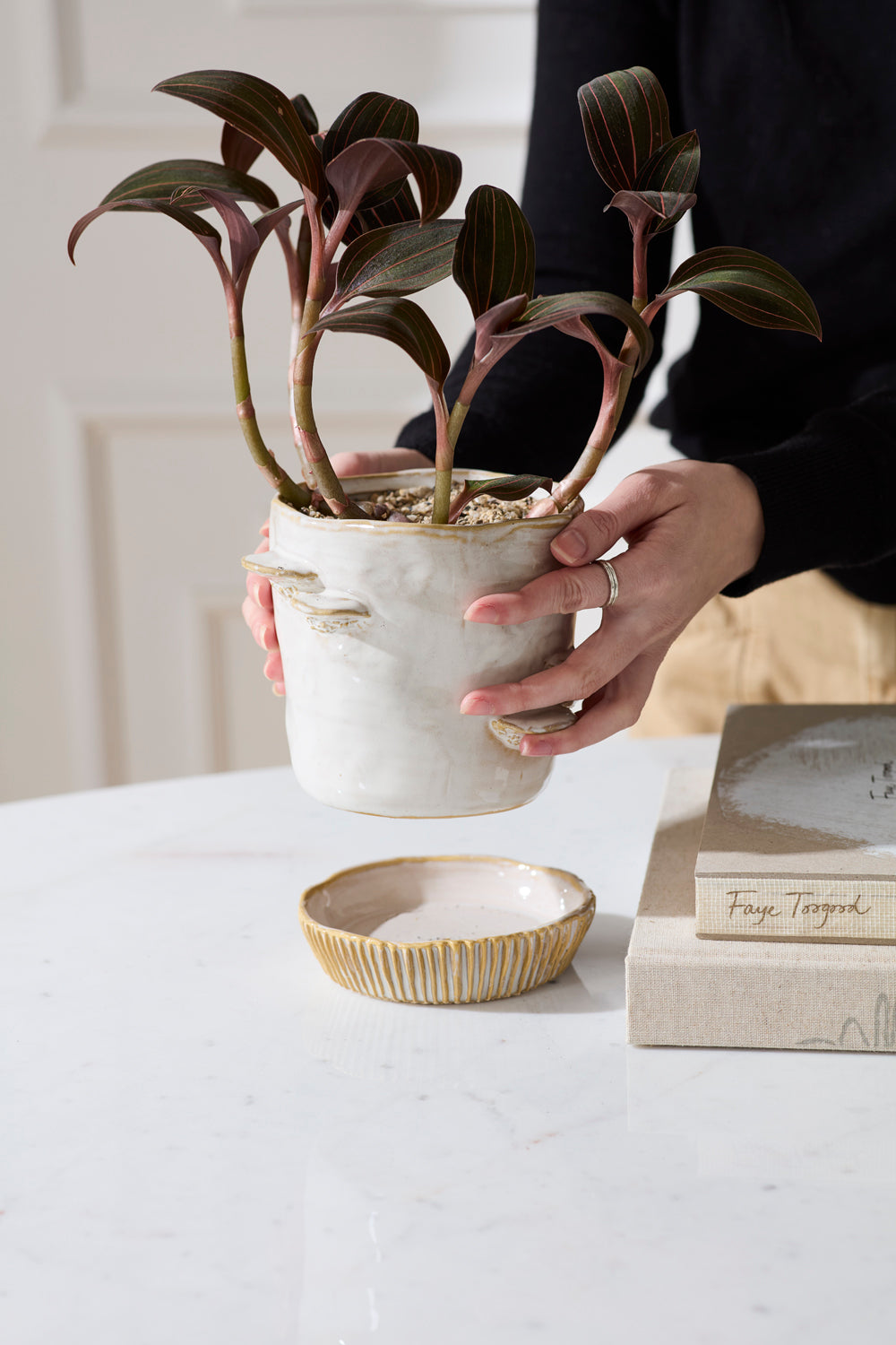 Stepped Mushroom Pot with Saucer