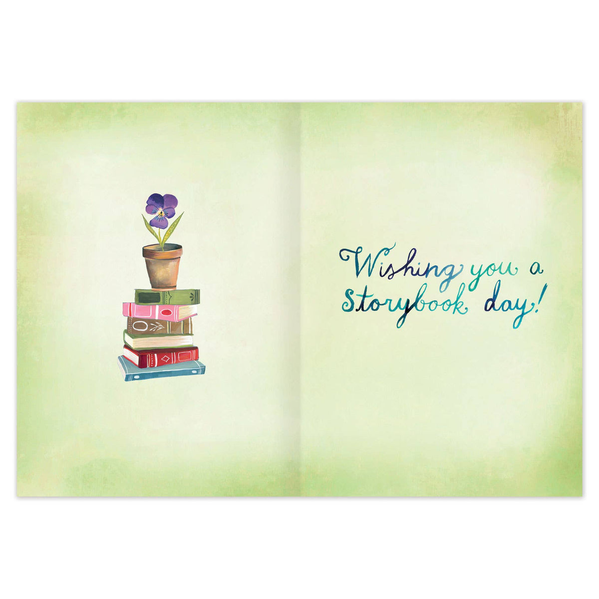 Inside of Katie Daisy Storybook Enchanted Birthday Card with the message Wishing you a storybook day.