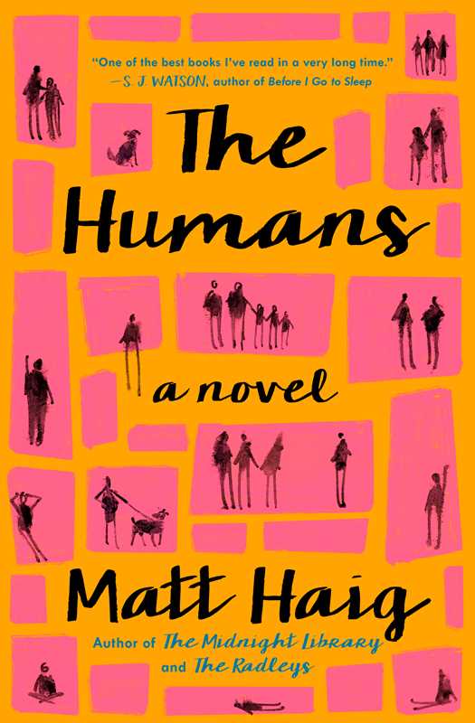 Paperback copy of The Humans by Matt Haig showing a minimalist cover, resting on a cozy wooden table.