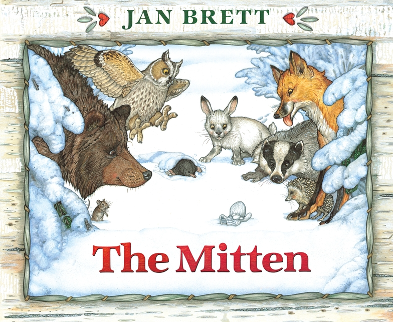 Cover of The Mitten 20th Anniversary Edition by Jan Brett, a classic winter picture book inspired by a Ukrainian folktale and featuring woodland animals.