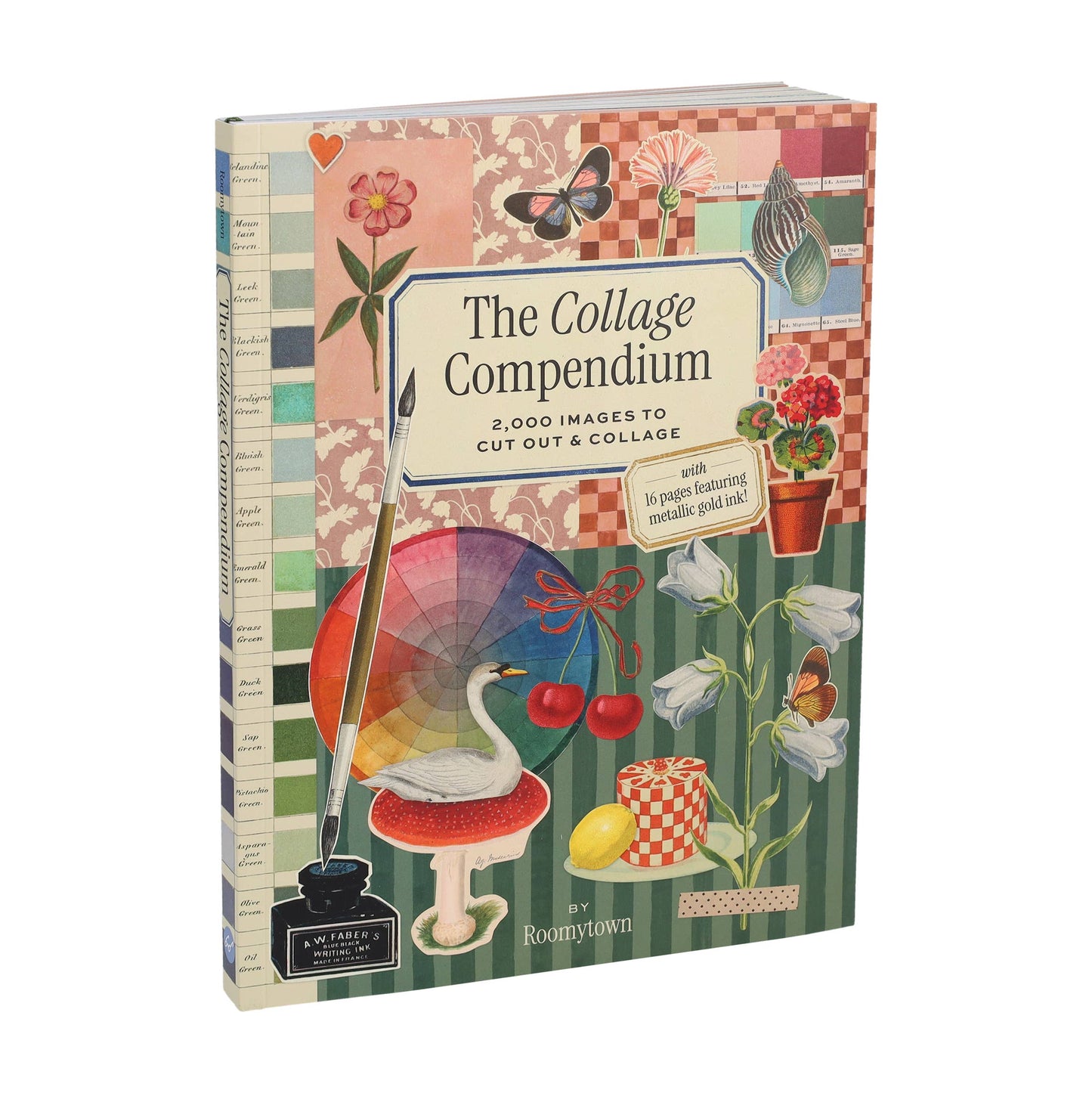 Book titled 'The Collage Compendium' with colorful collage design on a white background