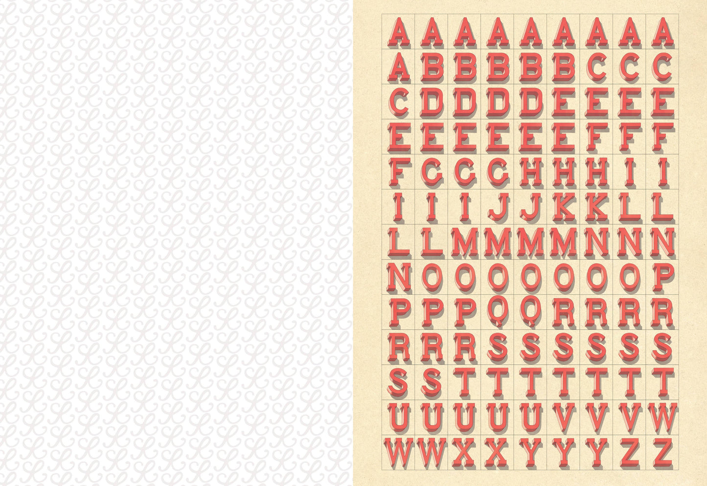 Sheet of red letter and number stickers on a beige background