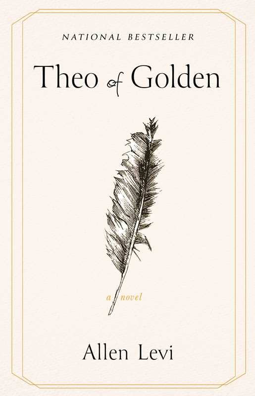 Book cover of 'Theo of Golden' by Allen Levi featuring a feather illustration on a light background.