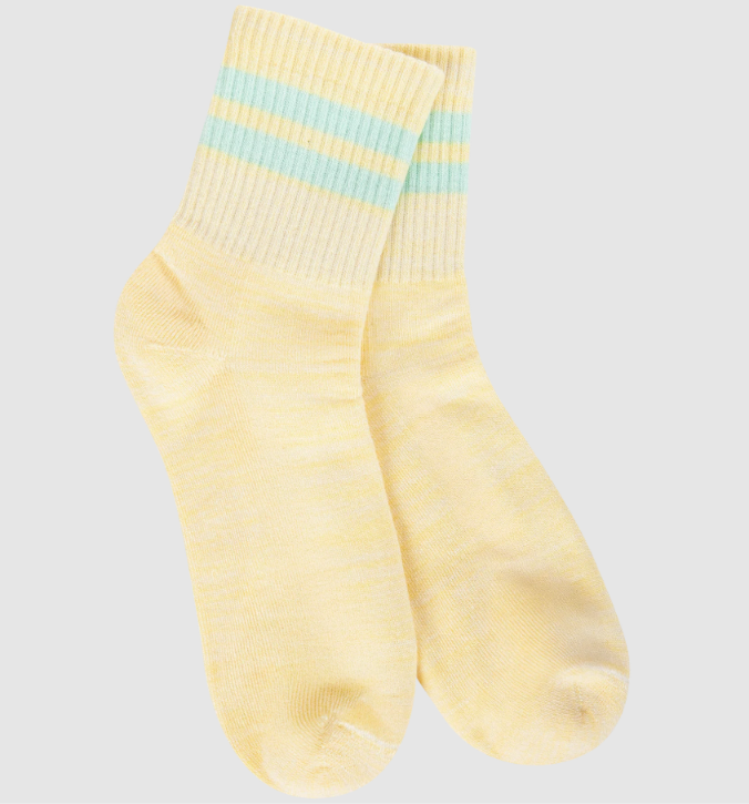 Women’s rugby stripe mini crew socks in a soft modal blend with classic sporty stripes, designed in Tennessee and fitting women’s shoe sizes 6 to 10.