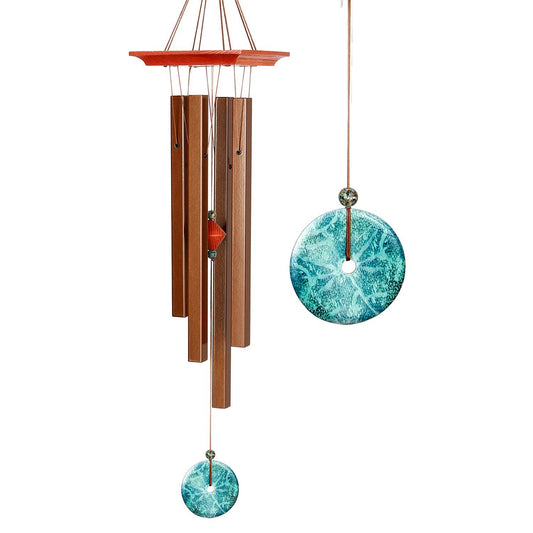 Woodstock Turquoise Chime with silver tubes, colorful beads, and faux turquoise windcatcher.