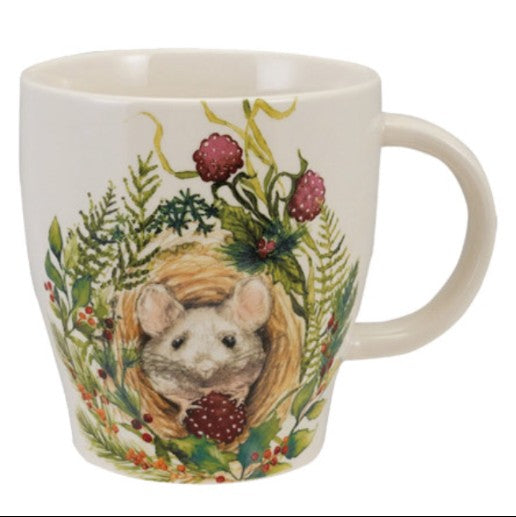 Stoneware Mug with Woodland Animal & Seasonal Botanicals