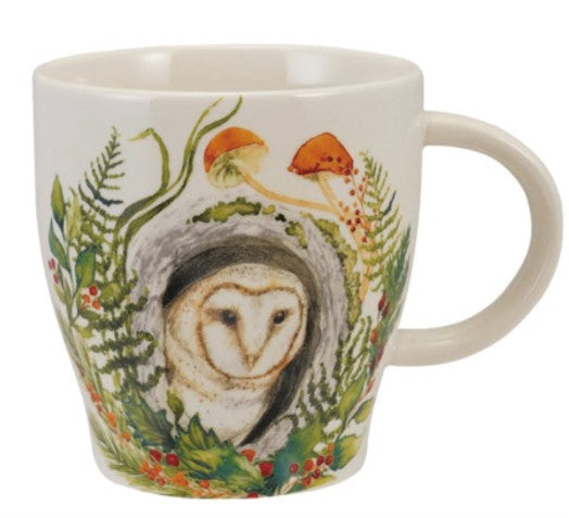 Stoneware Mug with Woodland Animal & Seasonal Botanicals