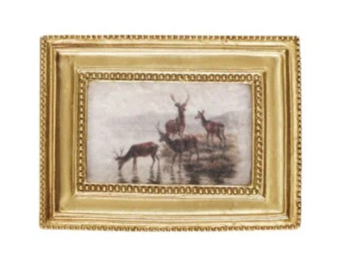 Resin Mini Framed Vintage Seasonal Art Magnet, Gold Finish, 9 Styles