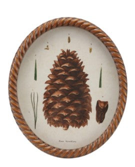 Twisted Framed Glass Wall Decor with Pinecone Image