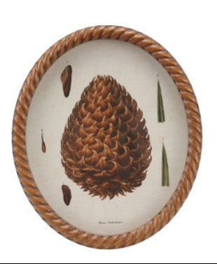 Twisted Framed Glass Wall Decor with Pinecone Image